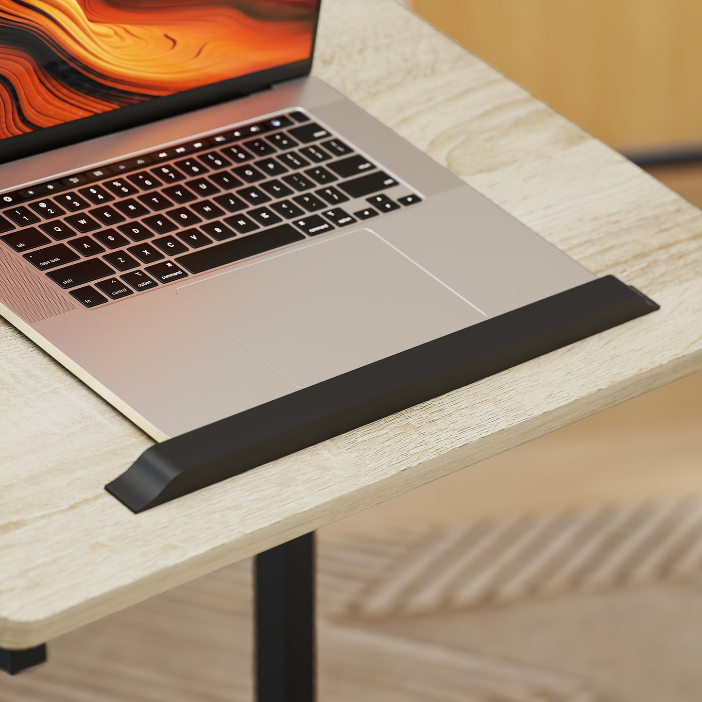 HOMCOM Beistelltisch, Schreibtisch, Nachttisch, höhenverstellbar, 4 Rollen, Metallrahmen