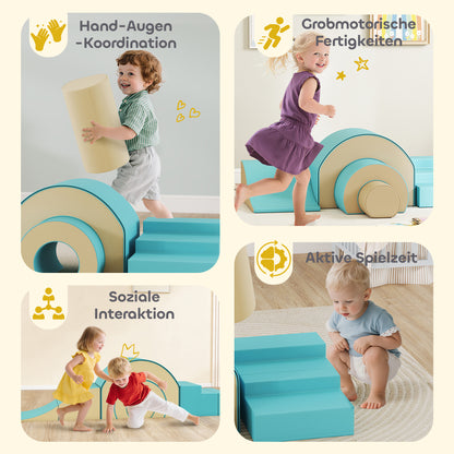 AIYAPLAY 5-teiliges Softbaustein-Set für Babys & Kleinkinder, Schaumstoff, Kunstleder, 5 kreative Formen, Indoor-Set zum Klettern, Krabbeln, Spielen, Grün