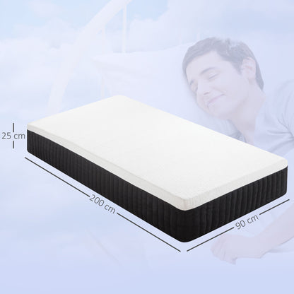 HOMCOM Ergonomische Matratze, Gedächtnis-Schaumstoff, 7-Zonen-Unterstützung, Taschenfedern