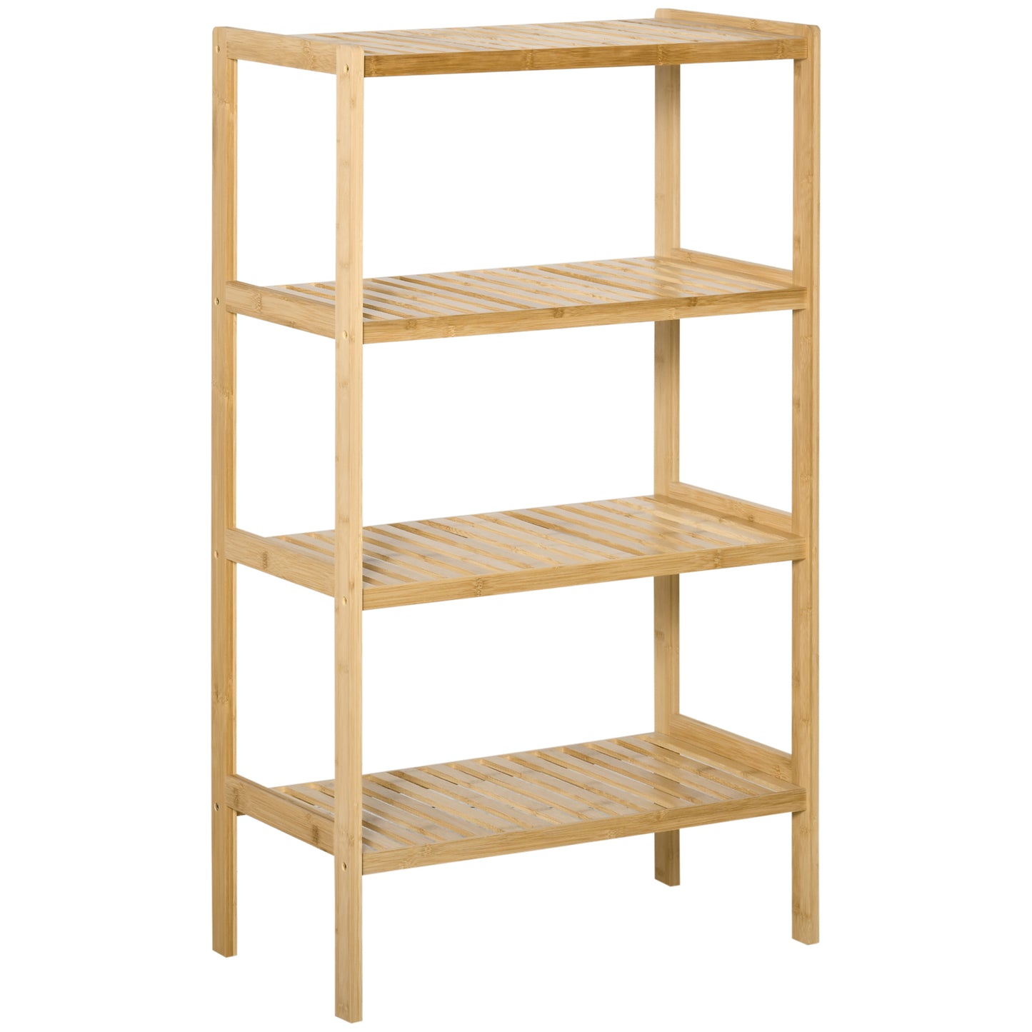 HOMCOM Standregal Bücherregal 4-stufiges Bambusregal Büroregal Lagerregal Aktenregal Küchenregal für Bad Küche Wohnzimmer Schlafzimmer Bambus Natur 62 x 33 x 112 cm