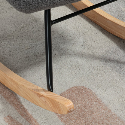 HOMCOM Schaukelstuhl im Retro-Design, Massivholz, Sessel, Relaxsessel, 98 cm x 71 cm x 101 cm, Dunkelgrau