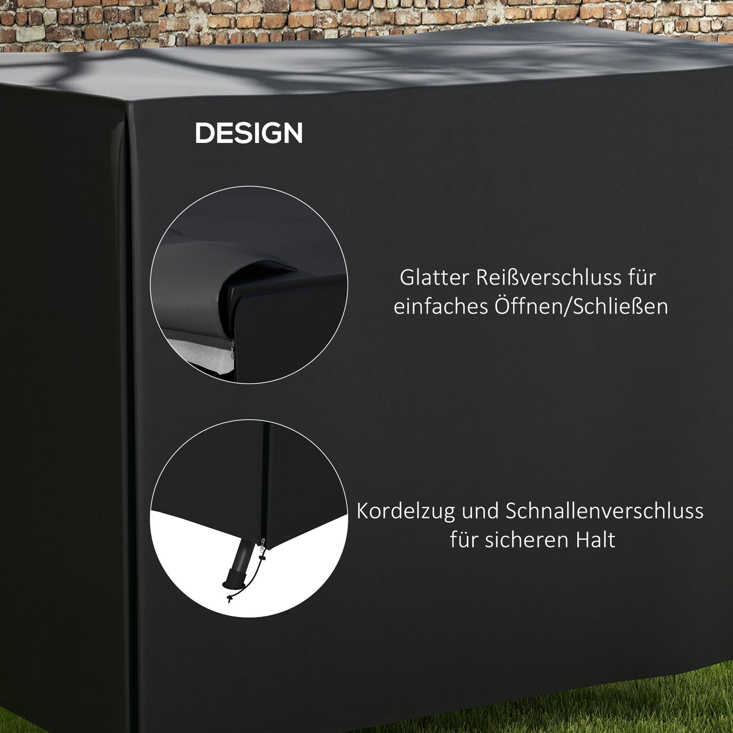 Outsunny Abdeckung für Gartenschaukel, Schutzhülle für Hollywoodschaukel, Abdeckhaube, wasserfest, 205 x 124 x 164 cm, Schwarz