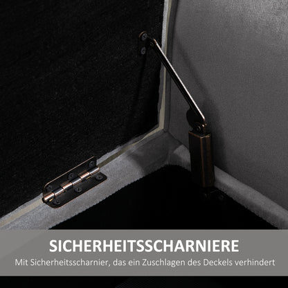HOMCOM Polsterbank mit Stauraum und Armlehnen, Truhenbank für Flur, Schlafzimmer, Wohnzimmer, 118 x 42 x 66 cm, Dunkelgrau