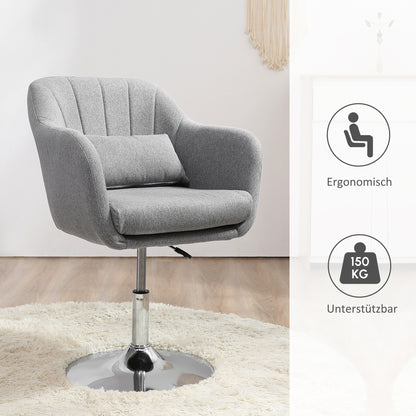 HOMCOM Arbeitshocker Drehhocker bis 136 kg, höhenverstellbar, leinenartiges Polyester, Stahl, Grau, 60 x 60 x 79-91 cm