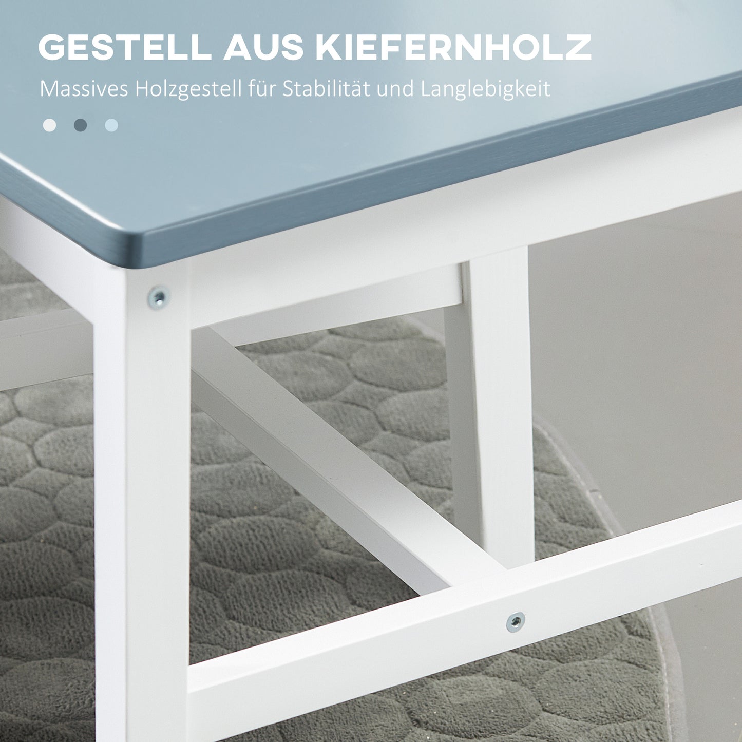 HOMCOM 2er-Set Esszimmerstühle Küchenstühle Stühle, Massivholz, 41 cm x 46,5 cm x 85,5 cm, Weiß