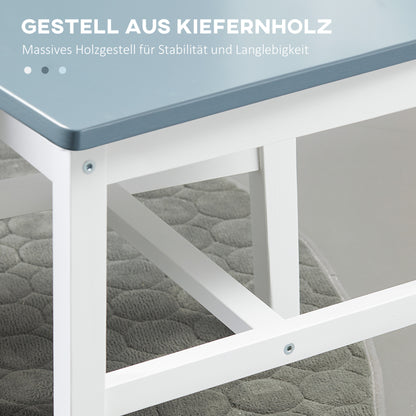 HOMCOM 2er-Set Esszimmerstühle Küchenstühle Stühle, Massivholz, 41 cm x 46,5 cm x 85,5 cm, Weiß