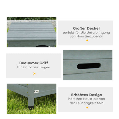 PawHut Hundehütte, Hundehaus mit Tür, Hundebox, Haustierhütte, Tannenholz, Dunkelgrau