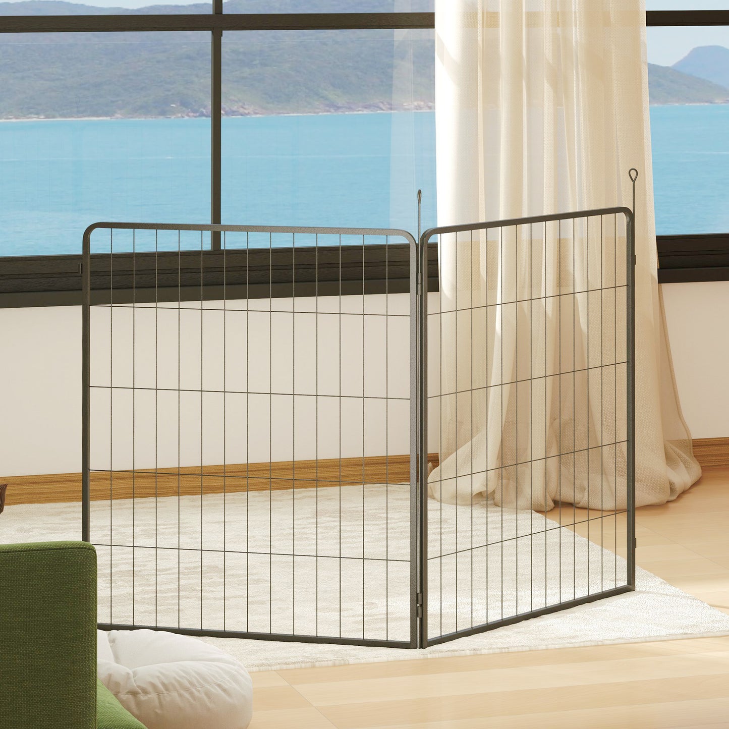 PawHut 2er-Set Erweiterung für Welpengehege, Hundezaun-Paneele, Haustierspielplatz, Welpenzaun aus Stahl, Grau