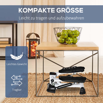 HOMCOM Mini Stepper für Zuhause, Rutschfest Up-Down Stepper mit LCD-Anzeige, Stepper Hometrainer mit zwei großen Pedalen, Stahl, Schwarz