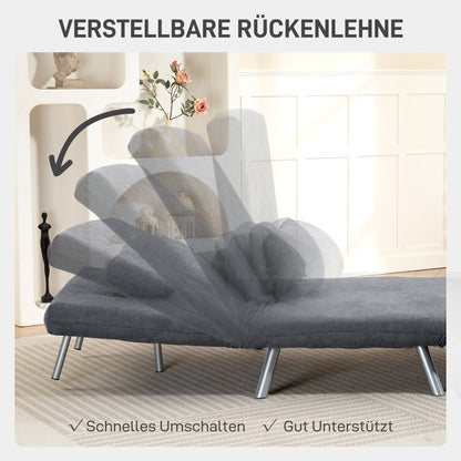 HOMCOM Polstersessel mit Bettfunktion, 3-in-1 Design, Schlafsessel, Gästebett, Stoffbezug, mit Kissen, Dunkelgrau