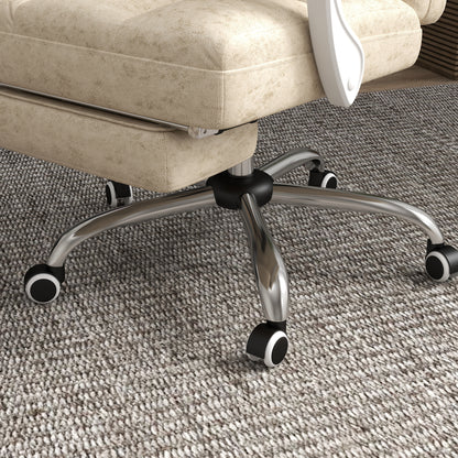 Vinsetto Bürostuhl mit Massage- & Wärmefunktion, Fußstütze, verstellbar, bis 120kg, Beige