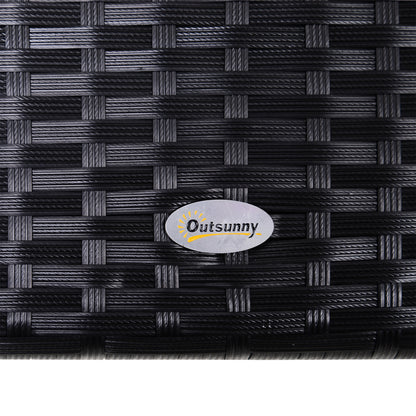 Outsunny Hollywoodschaukel 3-Sitzer aus Polyrattan Gartenschaukel mit verstellbar Sonnendach Sonnenschutz Sitzkissen Hängebank bis 360 kg belastbar Hängeschaukel für Garten 198x124x179cm Schwarz