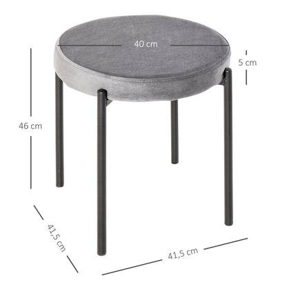 HOMCOM 4er-Set Esszimmerhocker Stapelbar Esszimmerstühle Küchenstuhl mit gepolstertem Sitz, Samtoptik Sitzhocker Samt für Küche Esszimmer Metall Grau 41,5 x 41,5 x 46 cm