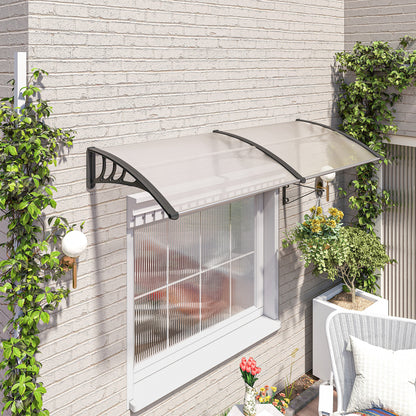 Outsunny Pultvordach Vordach für Haustür 75x195x23 cm Überdachung 5mm Polykarbonat Sonnenskydd Regenskydd für draußen Alu Transparent