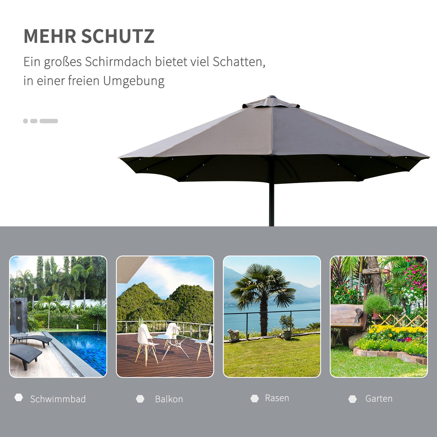 Outsunny Sonnenschirm Oval Dunkelgrau 440 x 260 cm