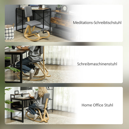 HOMCOM Ergonomischer Kniestuhl, Kniehocker Gesundheitsstuhl für Zuhause, Büro, Meditation Grau