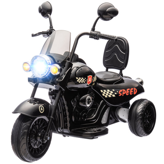 AIYAPLAY Elektro-Kindermotorrad, 3-5 km/h, Chopper, Licht & Musik, für Kinder 3-6 Jahre, Schwarz