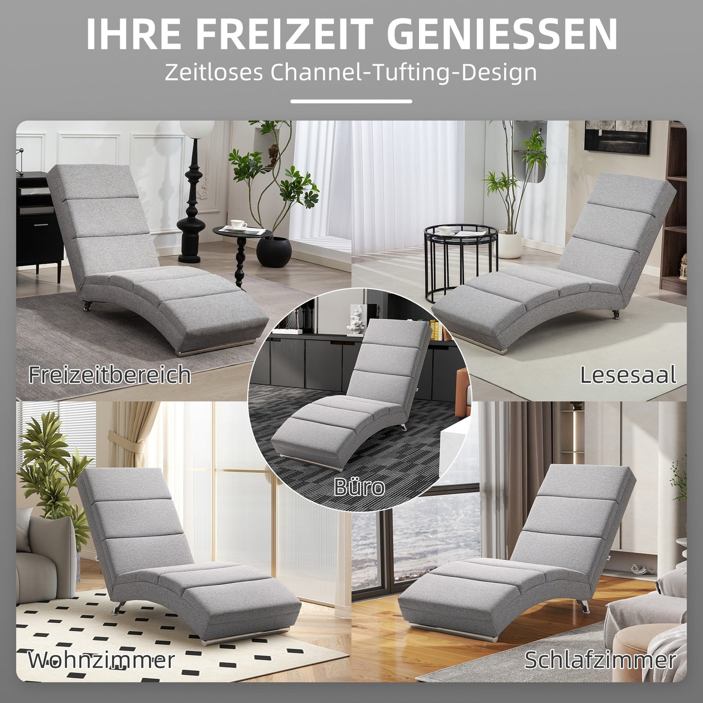 HOMCOM Polstersessel mit Rückenlehne, Relaxsessel mit Stahlbeinen & dicker Polsterung, für Wohnzimmer, Schlafzimmer, Hellgrau