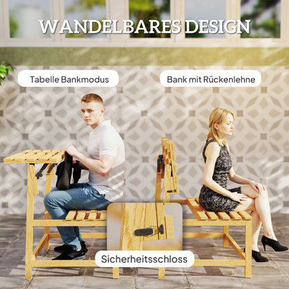 Outsunny 2-Sitzer Gartenbank Holz, wetterfest Sitzbank, UV-Beständig Gartenmöbel mit Umwandelbare Rückenlehnen 110x61x89cm, Teak