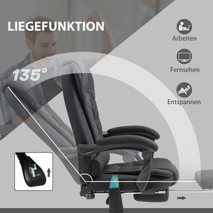 Vinsetto Bürostuhl med Massagefunktion, Ergonomischer Schreibtischstuhl med Liege- &amp; Wärmefunktion, höhenverstellbar, Schwarz