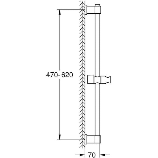Shower bar - GROHE Vitalio Universal 27724001 - 60cm - Ø 22 mm - Adjustable upper fixing - To glue or screw - Chrome