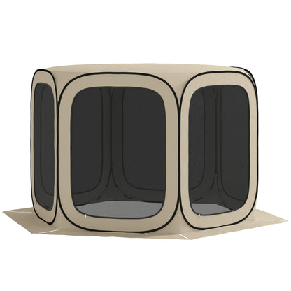 Outsunny Pop-up-Campingzelt, tragbar, UPF50+ Schutz, Netz-Seiten, Stahldraht, Khaki
