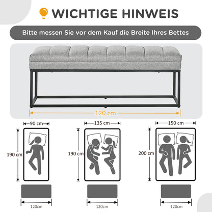 HOMCOM Sitzbank im Industrie-Design, Bettbank, Metallbeine, Rosa + Schwarz