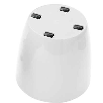 Shiny flowerpot - GARDEN ID - Shiny White with wheels - 30 x 27 cm - Ceramic look - Waterproof - Easy to move