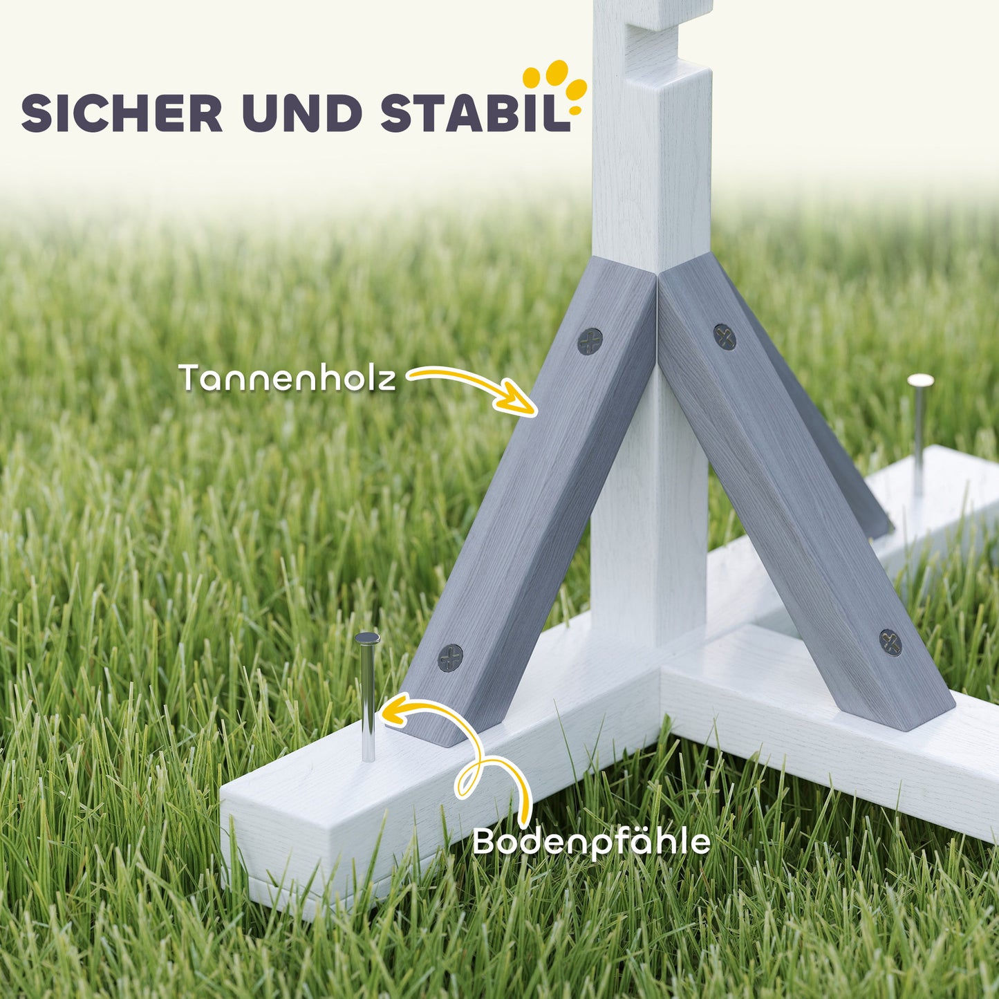 PawHut Agility Set Hunde 4-teiliges Agility-Ausrüstung für Hundetraining mit höhenverstellbar Hürden Reifen Weiß