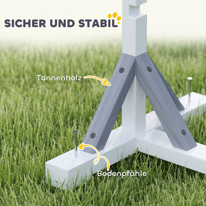 PawHut Agility Set Hunde 4-teiliges Agility-Ausrüstung für Hundetraining mit höhenverstellbar Hürden Reifen Weiß
