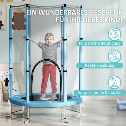 AIYAPLAY Kindertrampolin mit Sicherheitsnetz, für den Innen- und Außenbereich, 3-6 Jahre, Hellblau