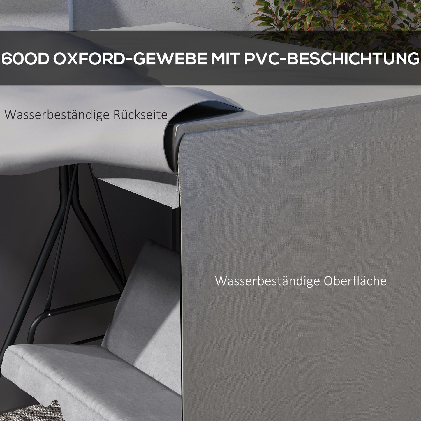 Outsunny Schutzhülle für Hollywoodschaukel, reißfest, wasserdicht, staubdicht, Polyester, 177 x 114 x 152 cm, Grau