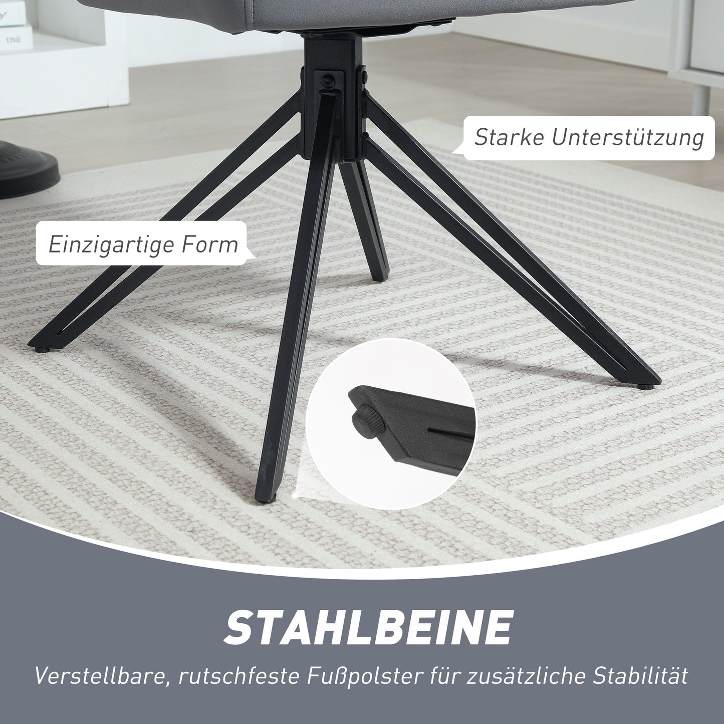 HOMCOM Akzentstuhl im Retro-Design Samtoptik 58 cm x 60,5 cm x 79 cm Stahl Grau