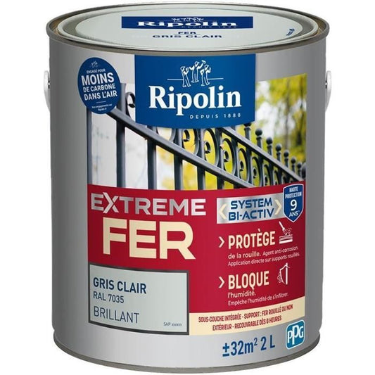 Iron paint - RIPOLIN - 396709 - Light gray - Glossy - 2 L