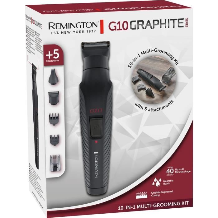 Multifunction Kit - REMINGTON - G10 Graphite Series - 10 in 1 - Self-sharpening blades, - 40 min autonomy - USB