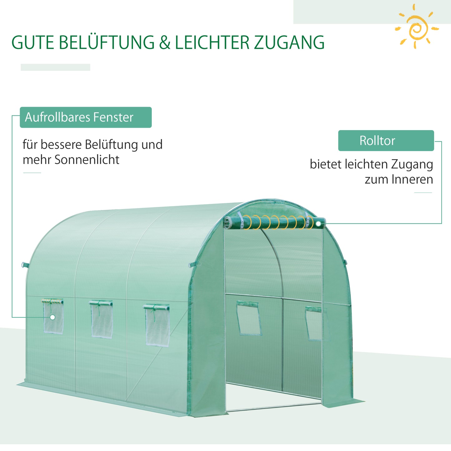 Outsunny Gewächshausfolie, 3 x 2 x 2 m, wasserdichte Gartenplane mit UV-Schutz, Kunststoff-Folie, Abdeckplane für Treibhaus, Folientunnel, Tunnelfolie für Außenbereich, Grün