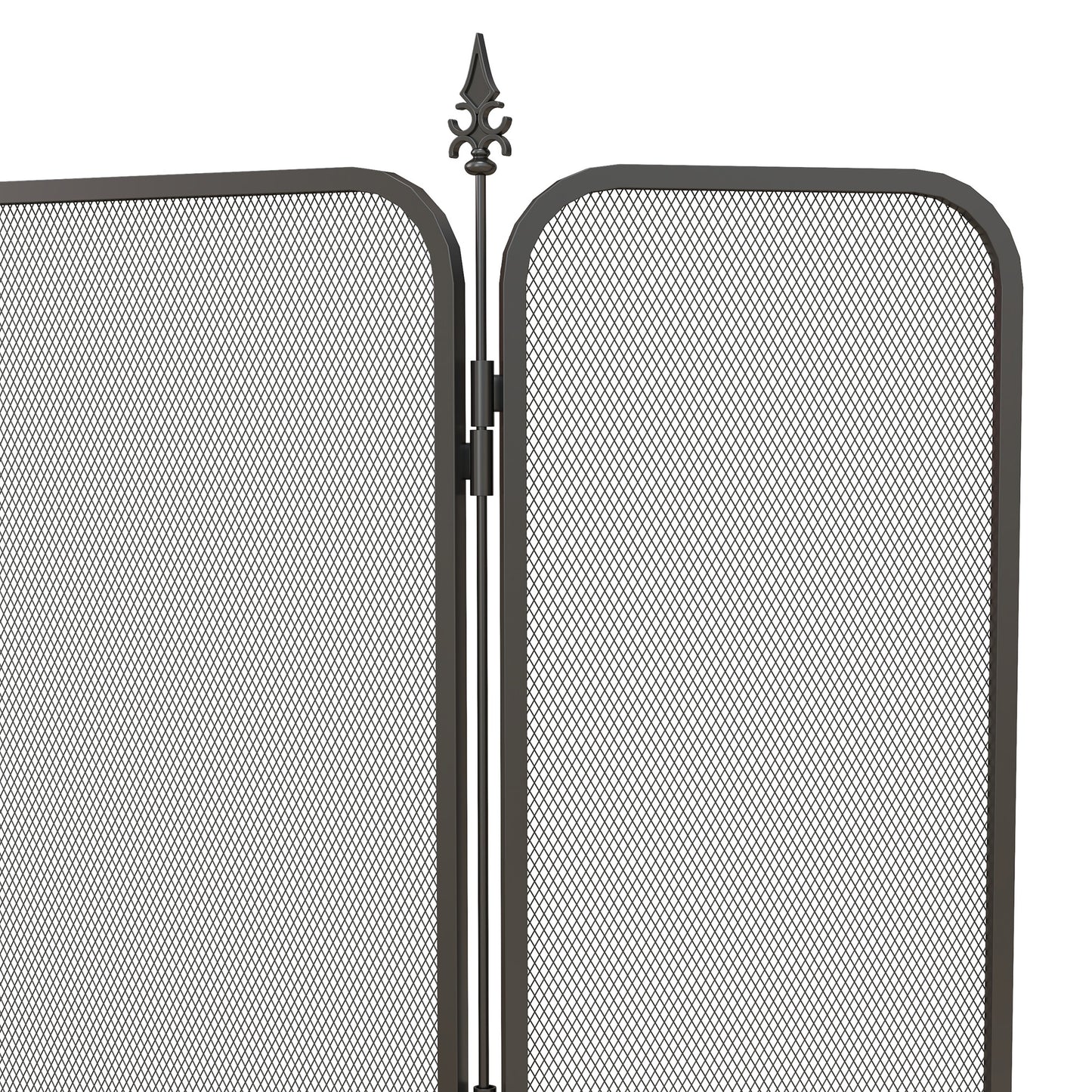 HOMCOM Funkenschutz für Kamine, klappbar, Metall, 96 x 1,3 x 56 cm, Schwarz