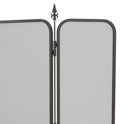 HOMCOM Funkenschutz für Kamine, klappbar, Metall, 96 x 1,3 x 56 cm, Schwarz