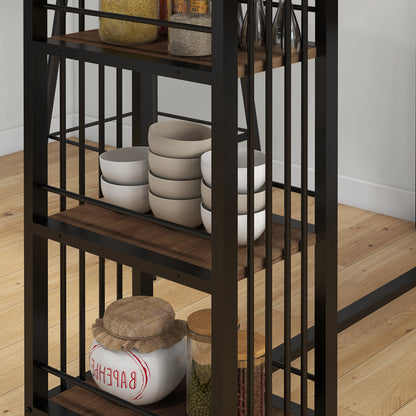 HOMCOM Bartisch Stehtisch Küchentresen, Industriedesign, 3 Regale, 120 x 40 x 105 cm; Schwarz + Braun