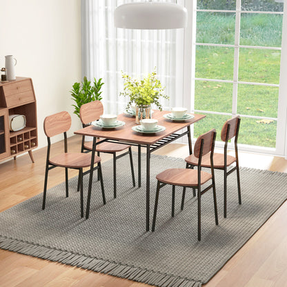 HOMCOM Essgruppe Tisch mit Stühlen Esszimmertisch, Industriedesign, 110 cm x 70 cm x 75 cm, Braun