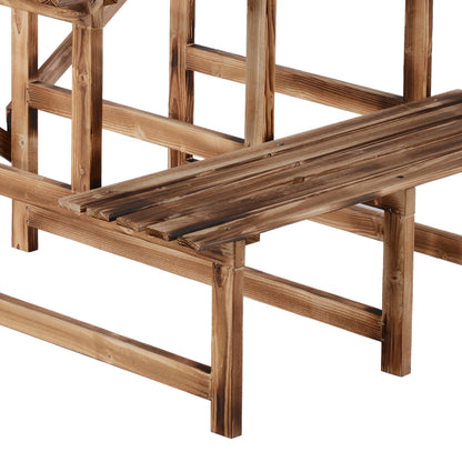 Outsunny Pflanzentreppe, Blumentreppe, Blumenregal, Pflanzregal, Blumenständer, 3 Stufen, Tannenholz, 80 x 80 x 78cm