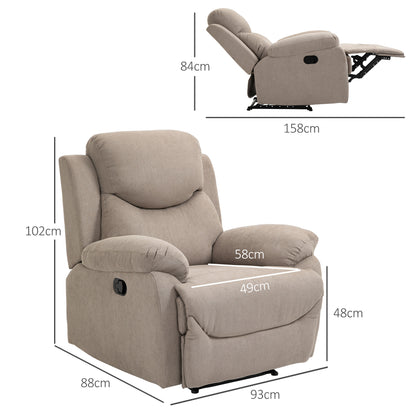 HOMCOM Relaxsessel Einzelsofa Liege 150° neigbarer Fernsehsessel Liegesessel TV-Sessel mit Schlaffunktion für Wohnzimmer Leinen Beige 93 x 88 x 102 cm