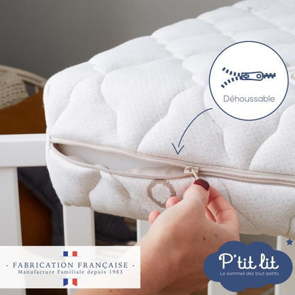 Organic Cotton Baby Mattress - 60x120x10 cm - 100% Cotton - Removable cover - No chemical treatment