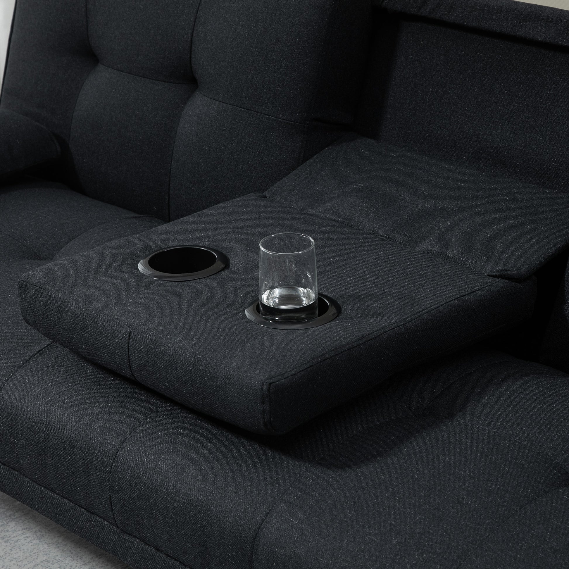 HOMCOM Schlafsofa, Gästebett, verstellbare Rückenlehne, klappbarer Tisch, 181x77x78 cm, Schwarz