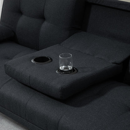 HOMCOM Schlafsofa, Gästebett, verstellbare Rückenlehne, klappbarer Tisch, 181x77x78 cm, Schwarz