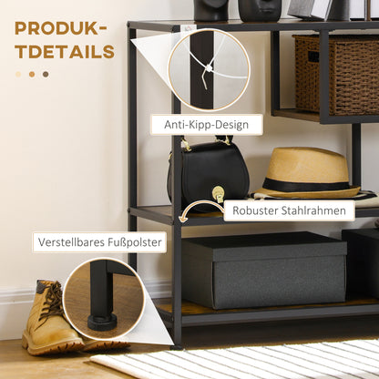 HOMCOM Regal, Konsolentisch, Industrial Design, 4 Böden, Stahlrahmen, 99,6 x 33,6 x 74 cm