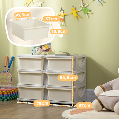 HOMCOM Aufbewahrungsbox für Kinder, Kinder-Aufbewahrungsbox, 3 Schubladen, Weiß