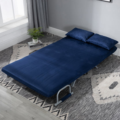 HOMCOM Schlafsofa, 5-fach verstellbar, Wildlederimitat, Metallrahmen, inkl. Kissen, Marineblau