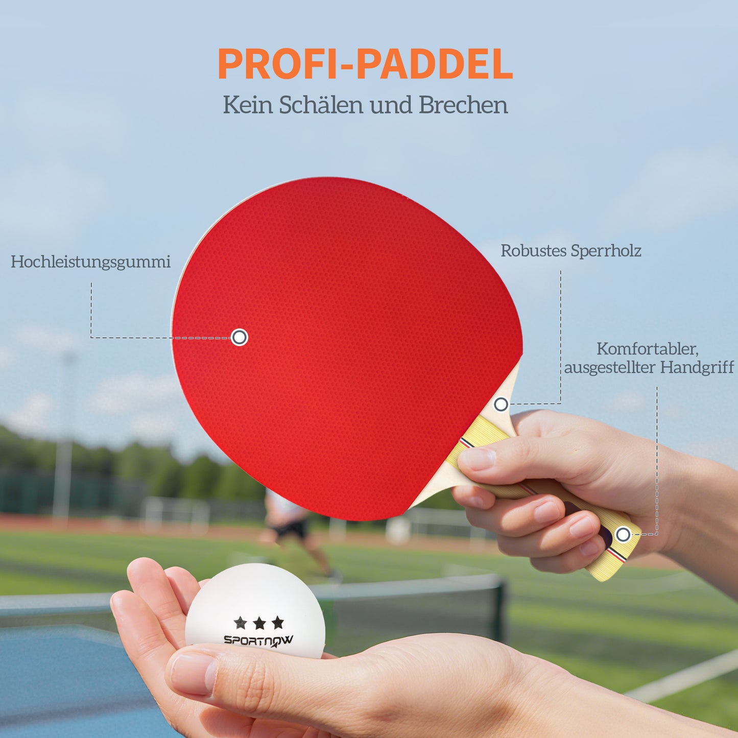 SPORTNOW Tischtennisschläger Tischtennis Set mit 4 Tischtennisschlägern, 8 Tischtennisbällen Tragetasche Für Drinnen & Draußen