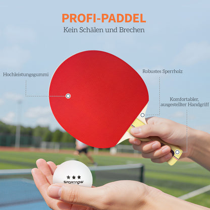 SPORTNOW Tischtennisschläger Tischtennis Set mit 4 Tischtennisschlägern, 8 Tischtennisbällen Tragetasche Für Drinnen & Draußen